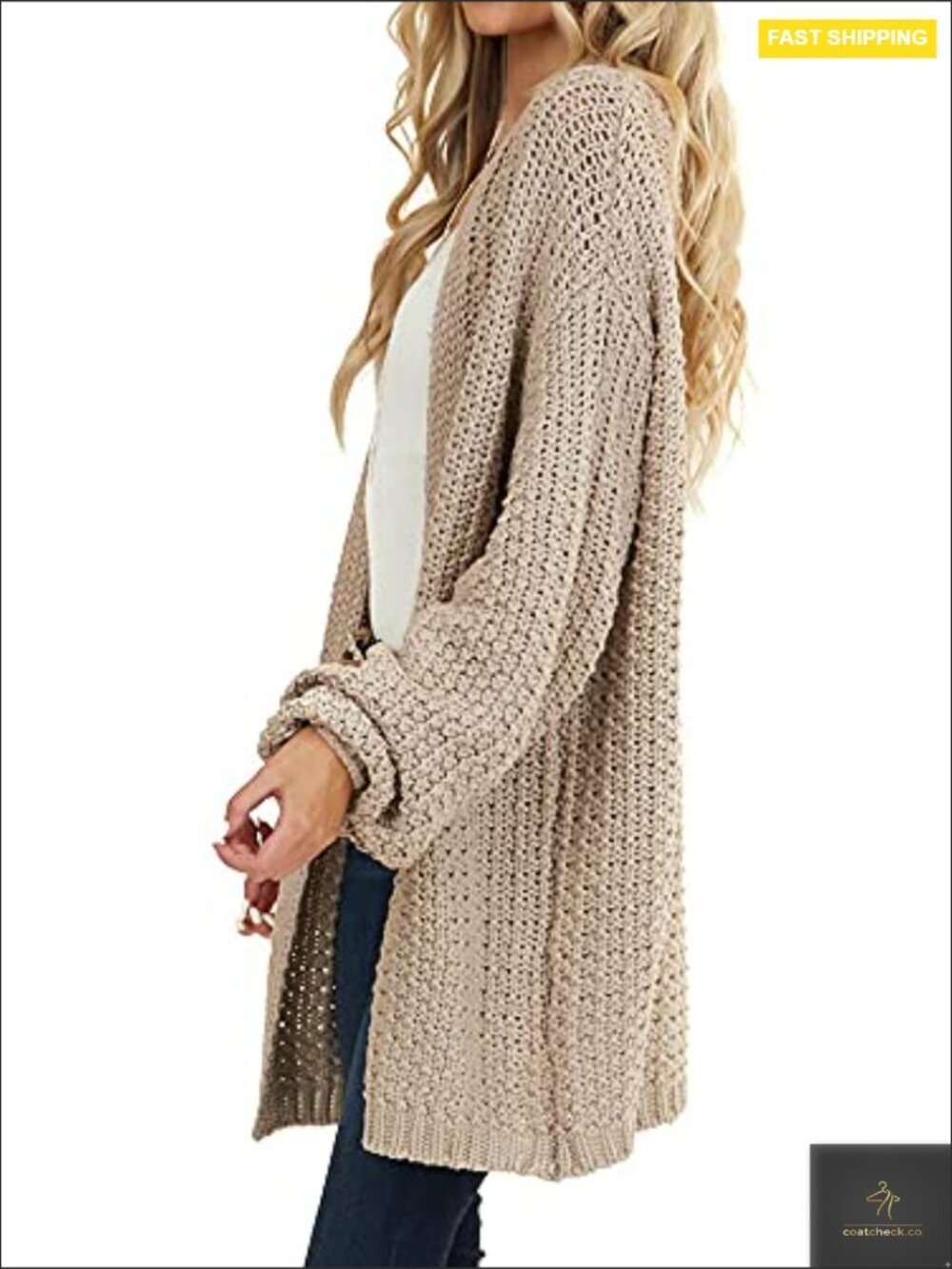 Chunky Knit Cardigan Long Sleeve Open Front Oversized Sweater Outwear Cozy - Picture 4 of 7
